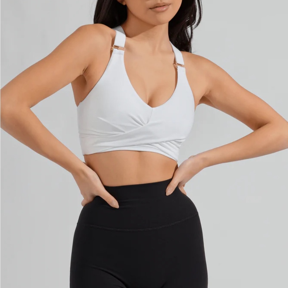 LAST DAY 9/5/26 Like New Candy Wrap Sports Bra With Pads Soft Strappy Back Adjus